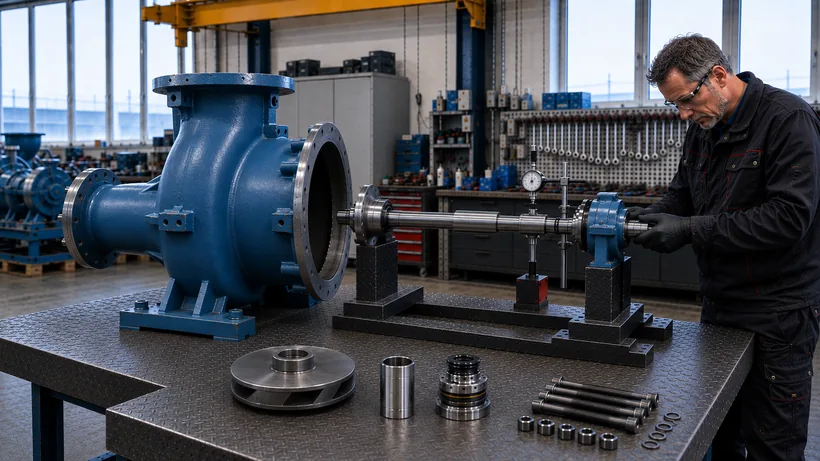 Techniker bei der Pumpen-Instandsetzung, Branchenlösung LuWo-Seal