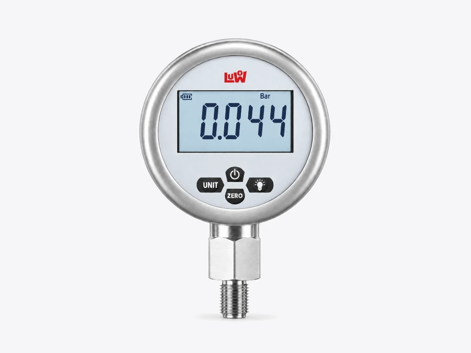 Digitalmanometer mit LCD-Anzeige, Nullpunkt-Taste und umschaltbarer Einheit