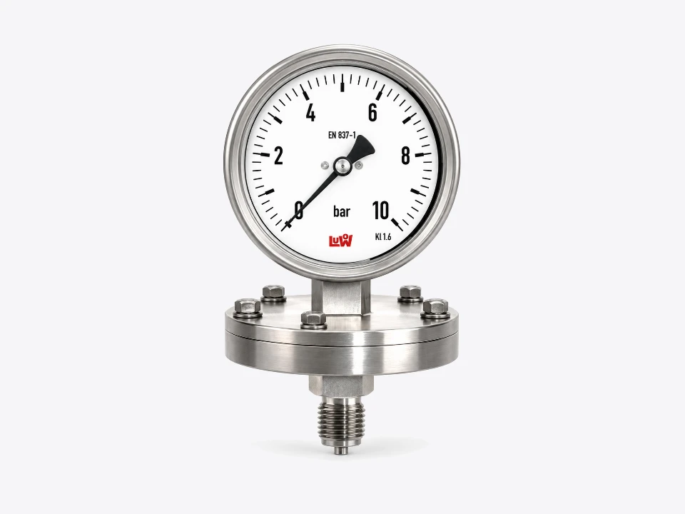 Plattenfedermanometer mit Flanschkörper nach EN 837-1
