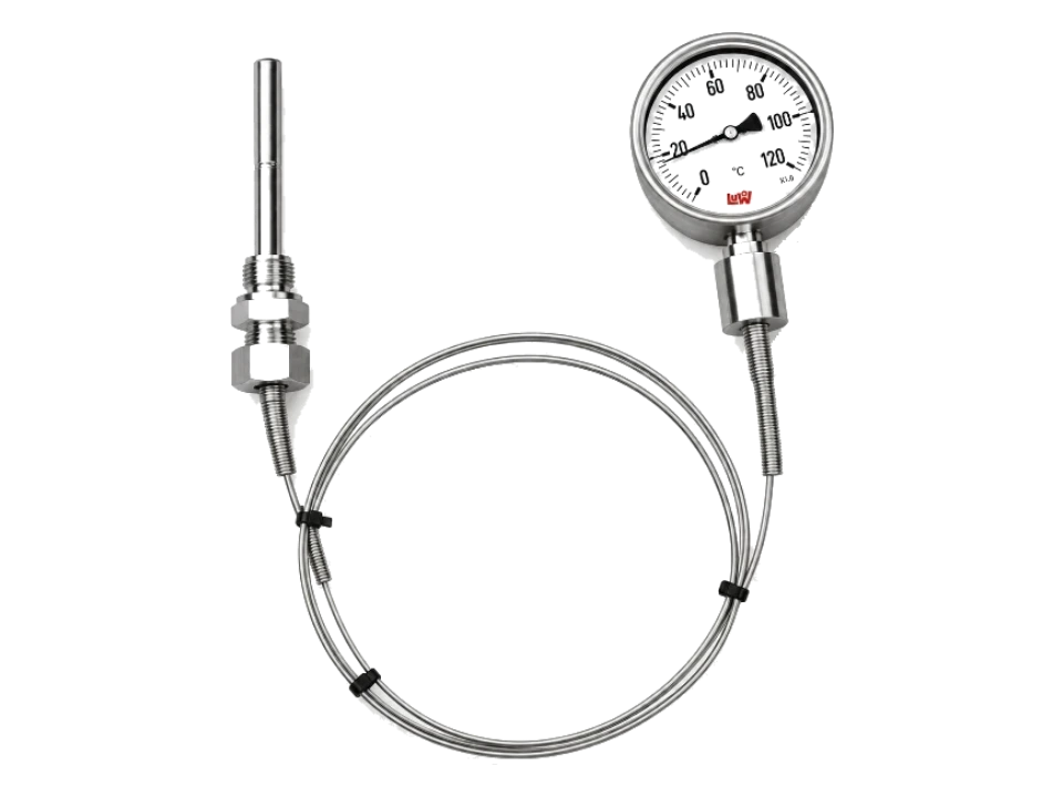 Thermometer mit Kapillarleitung und Tauchhülse als Sonderbauform