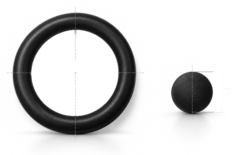 O-Ring mit Innendurchmesser d1 und Schnurstaerke d2